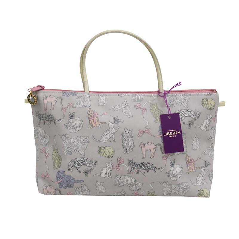 ベル・ブランシェ  リバティポーチバッグ  ネコグレー【日本製】